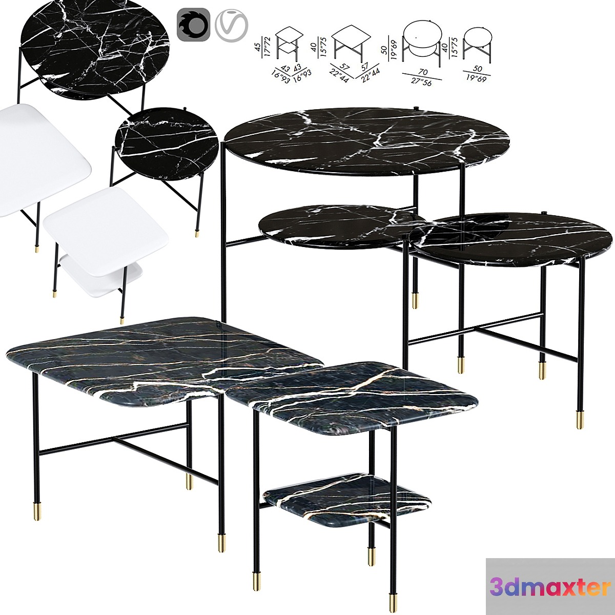 Low adrian tables set