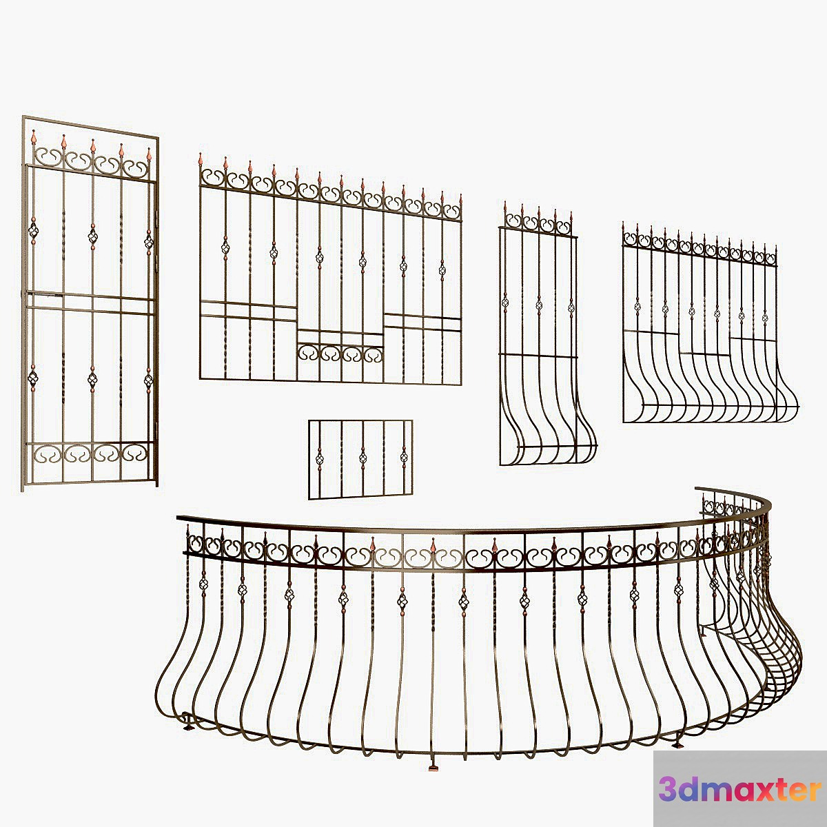 Balcony fencing and window grilles - No.2 3D Max