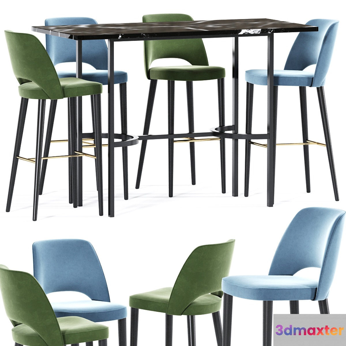 Astor Bar Stool And Bar Table 3D Max
