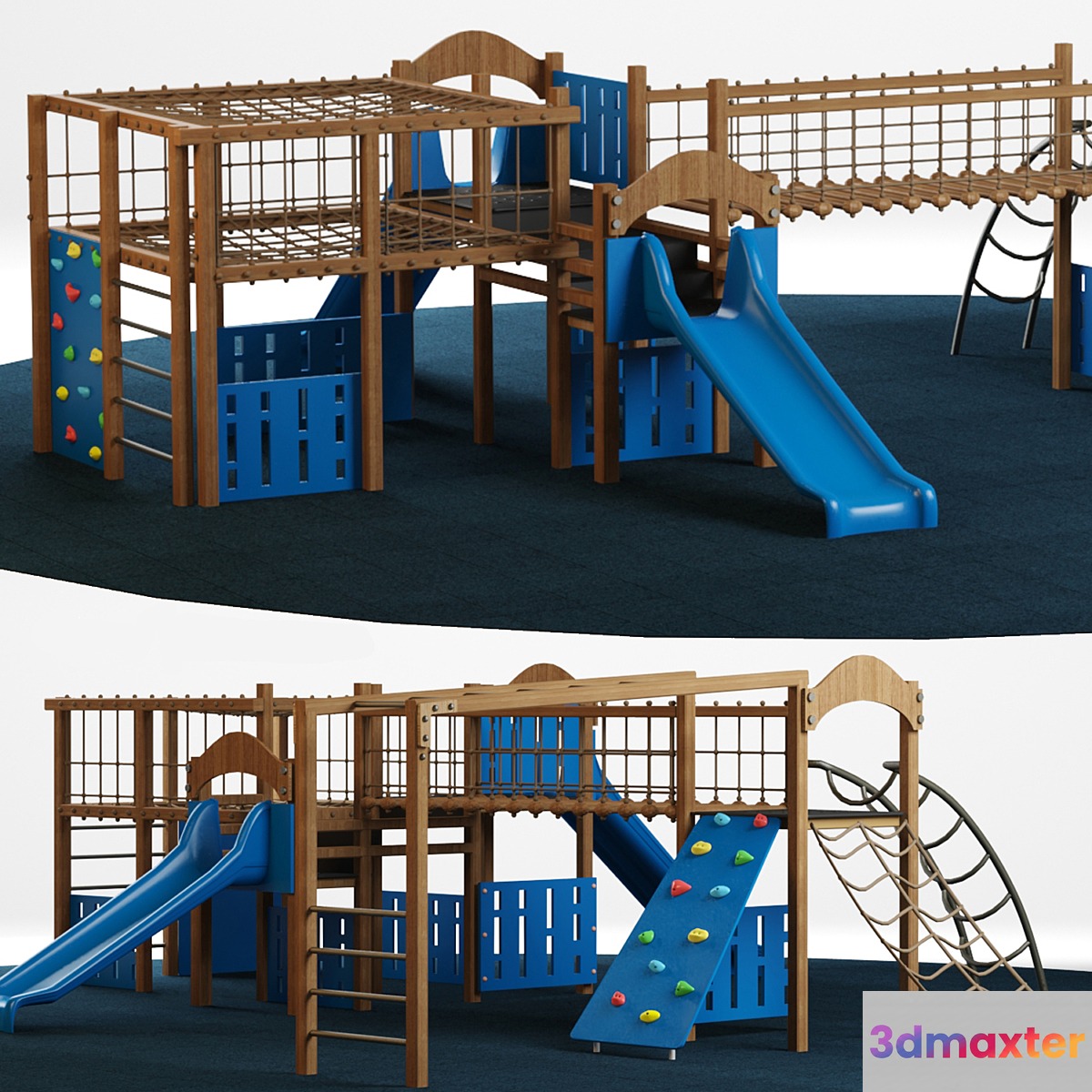 Kids playground equipment with slide climbing 01 - No.2 3D Max