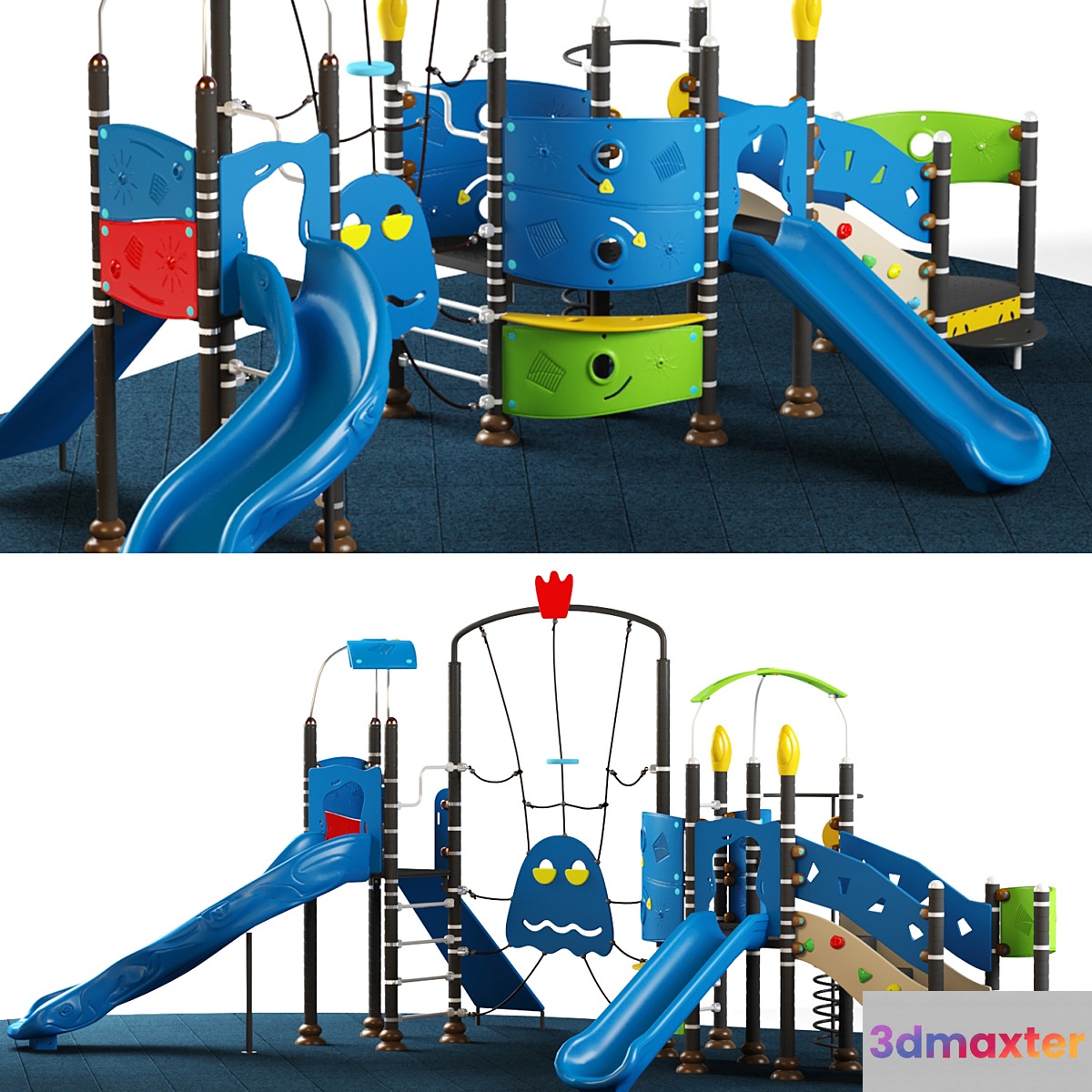 Kids playground equipment with slide climbing 09 3D Max