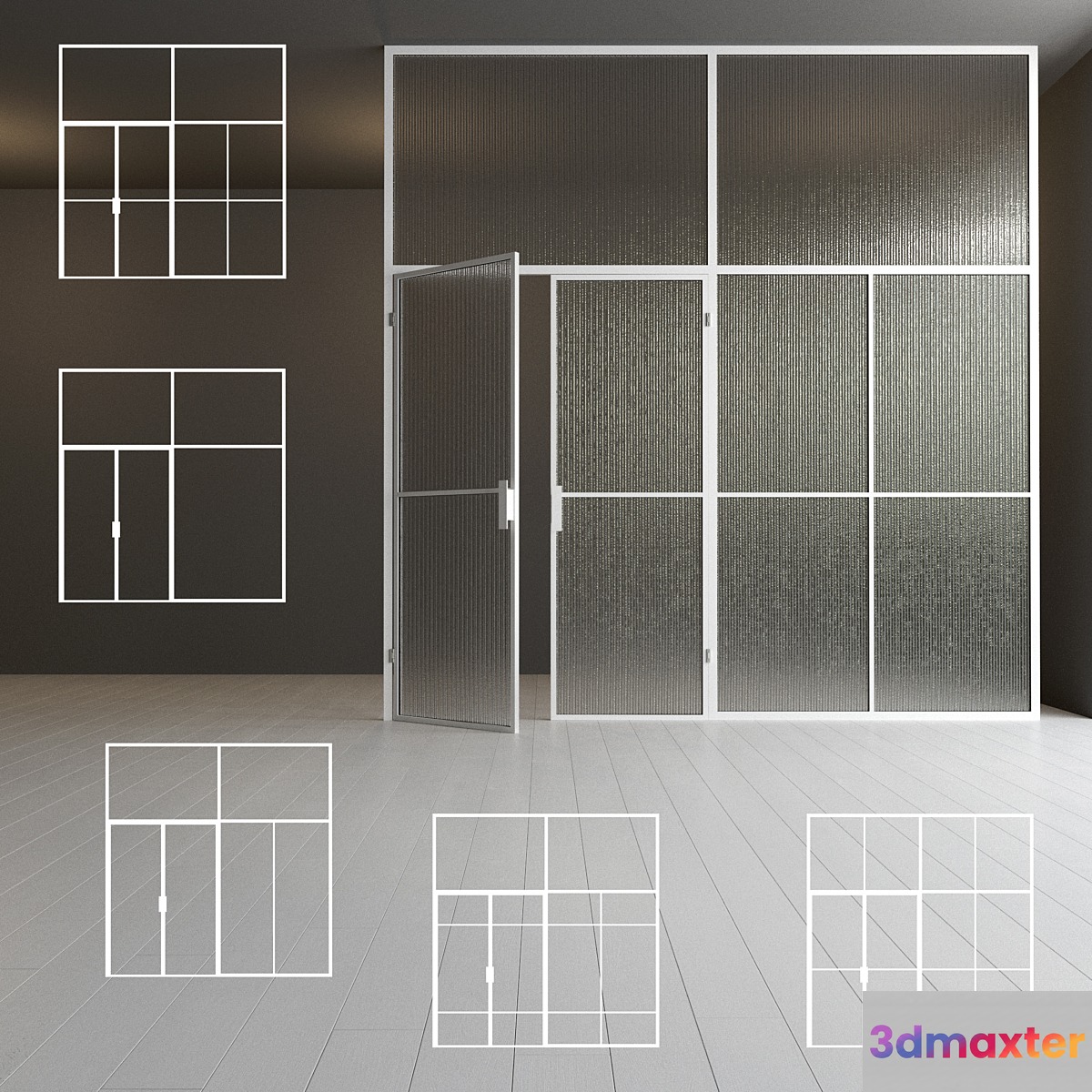 Glass partition. A door. 43 3D Max