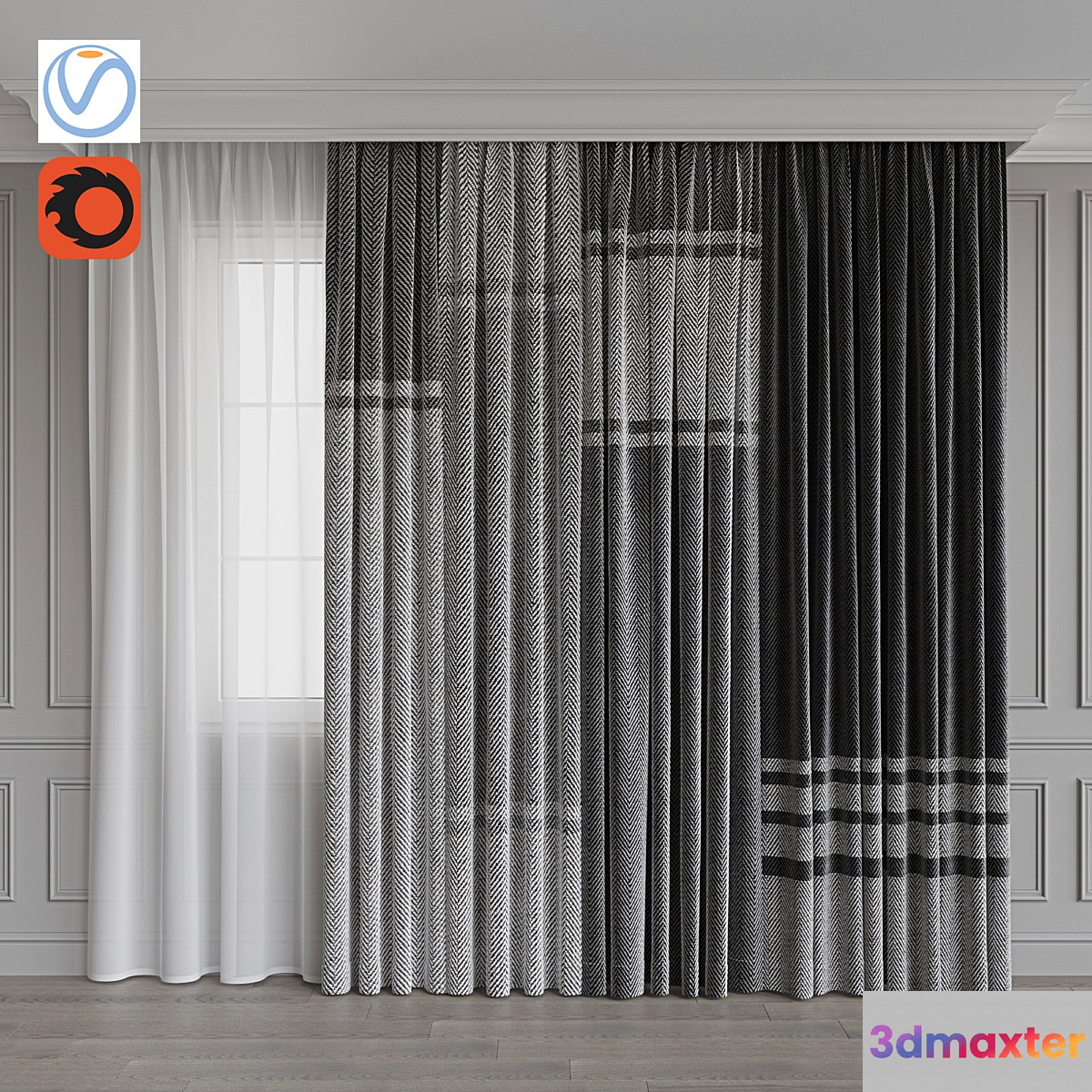 Set of portieres 31. Gray scale - No.3