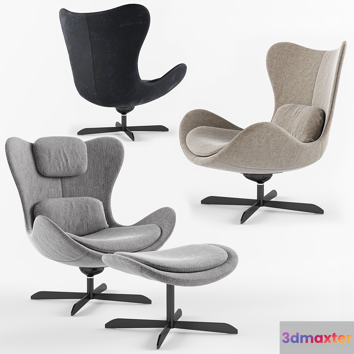 Calligaris LAZY armchair with 4 spoke base 3D Max