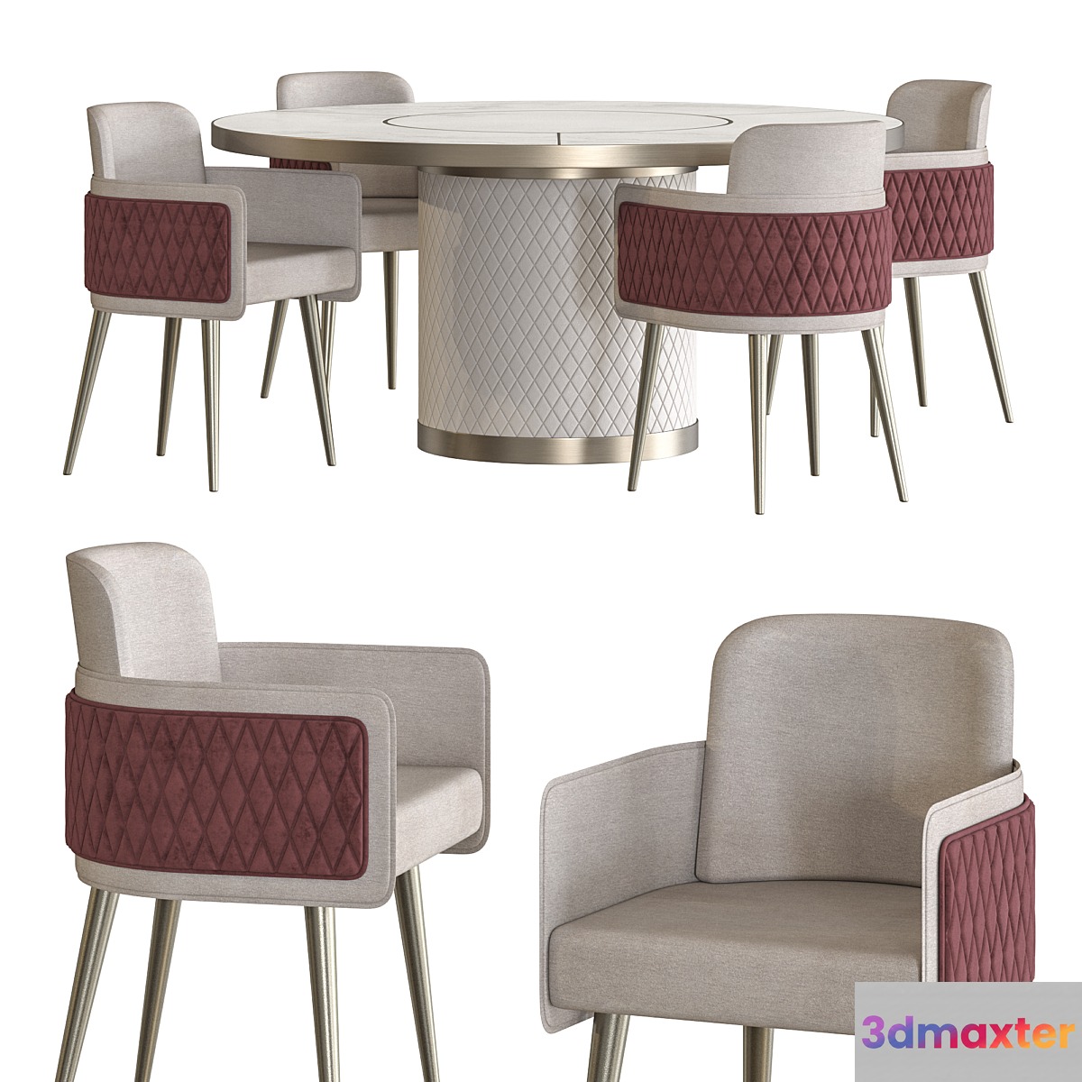 Amet Armchair and Signore Degli Anelli Steel Table by Reflex Dining Set - No.3