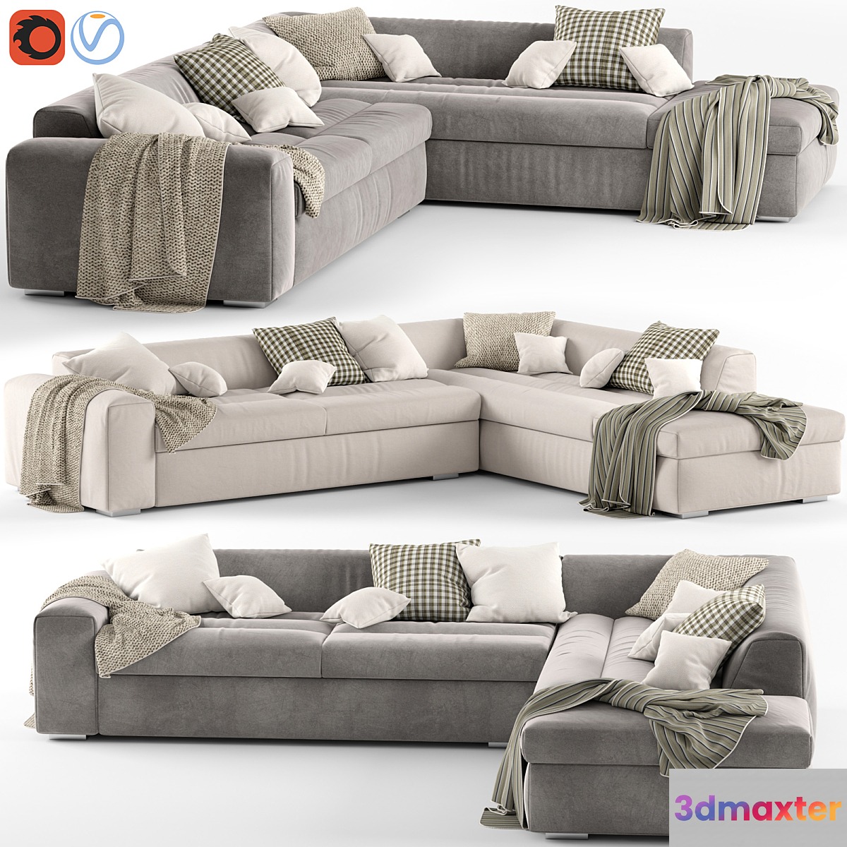 Corner sofa Biba Salotti Brad 3D Max