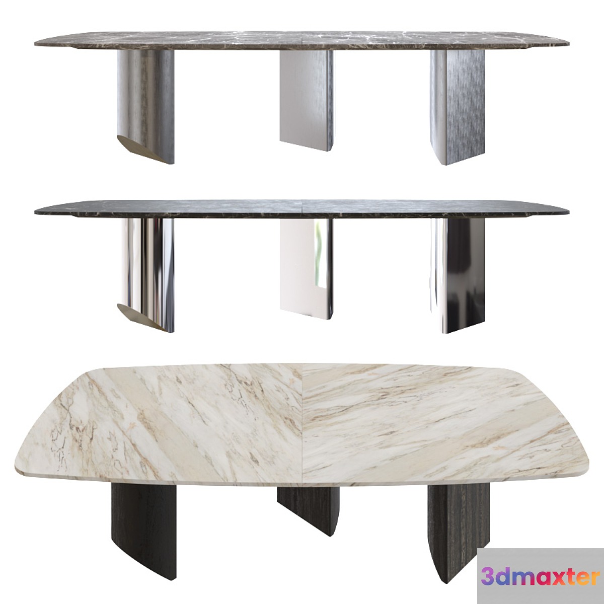 Minotti Wedge Barrel-Shaped Marble Top 3D Max