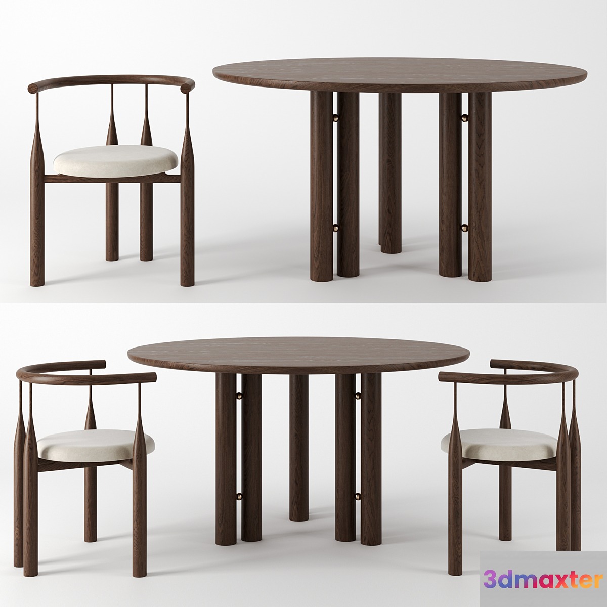 Martini Dining Table & Bellbottom Chair by Steven Bukowski 3D Max