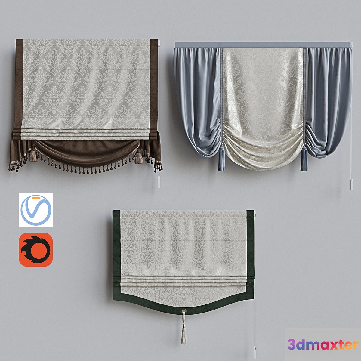 Set of classic roman curtains 3 - No.3