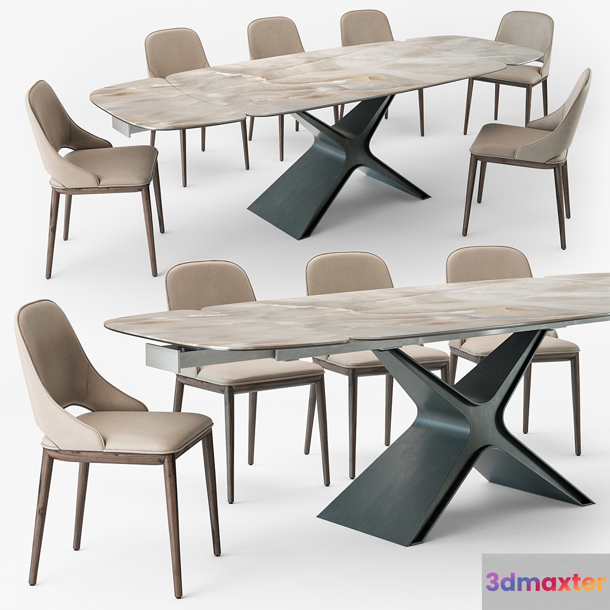 Tonin Casa Calliope table Malva chair