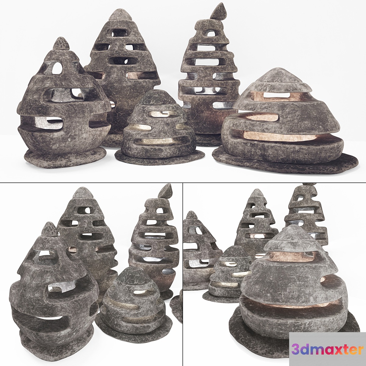 Street stone lights 3D Max