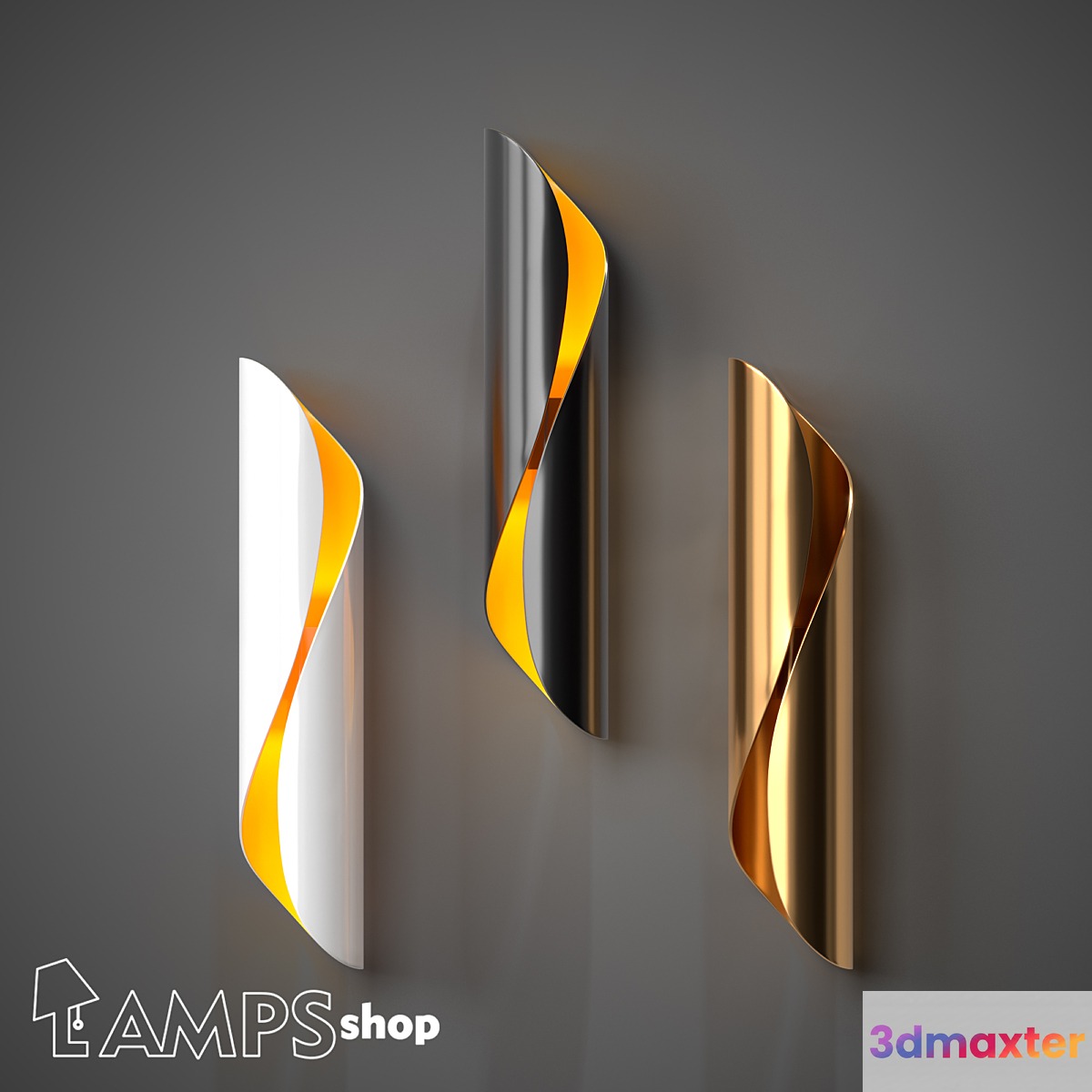 B4091 Sconce Postmodern Flowing Lines 3D Max