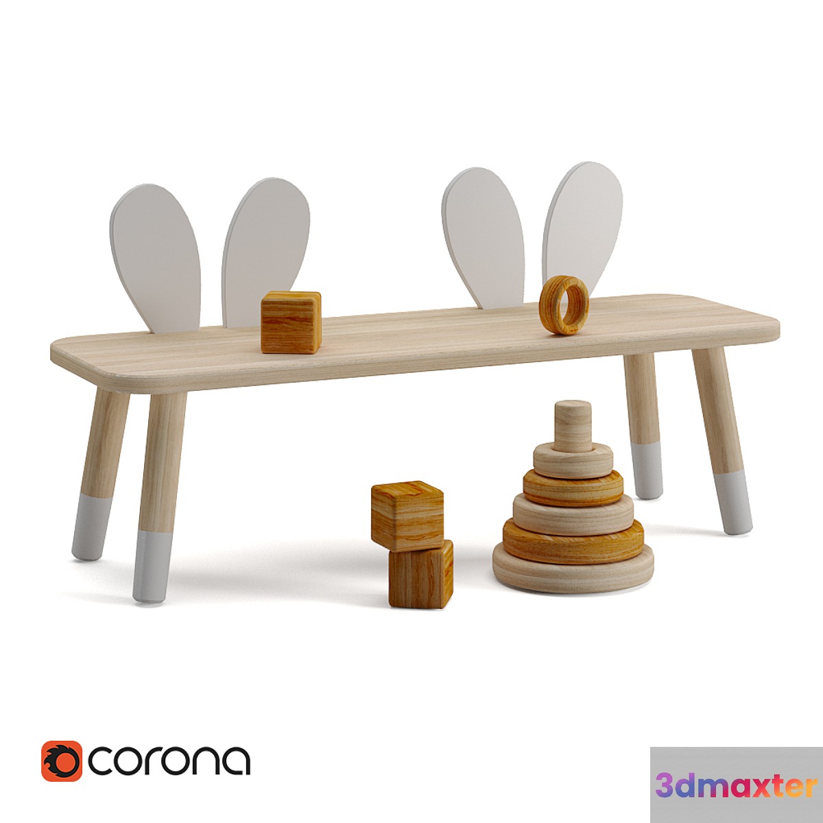 Zara Home Rabbit Kids Bench 3D Max