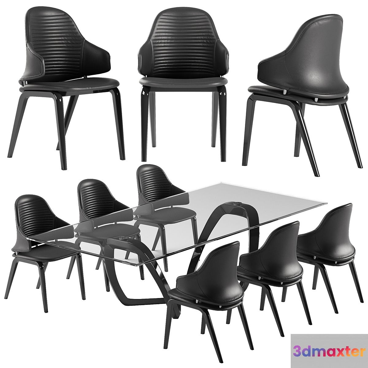Reflex Vela chair Segno table set 3D Max