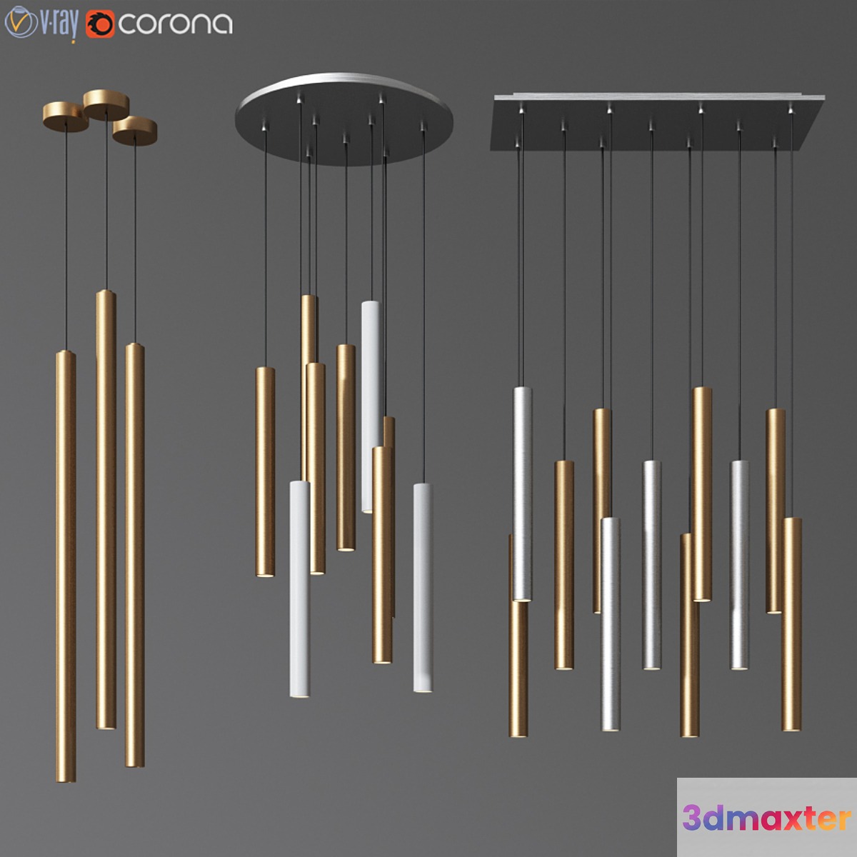 Ceiling light set 02 3D Max