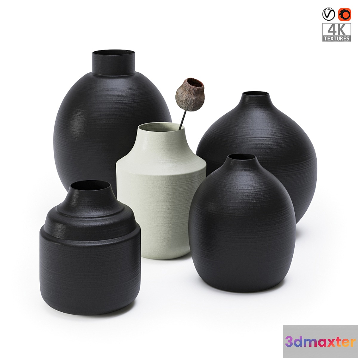 Set of metal vases
