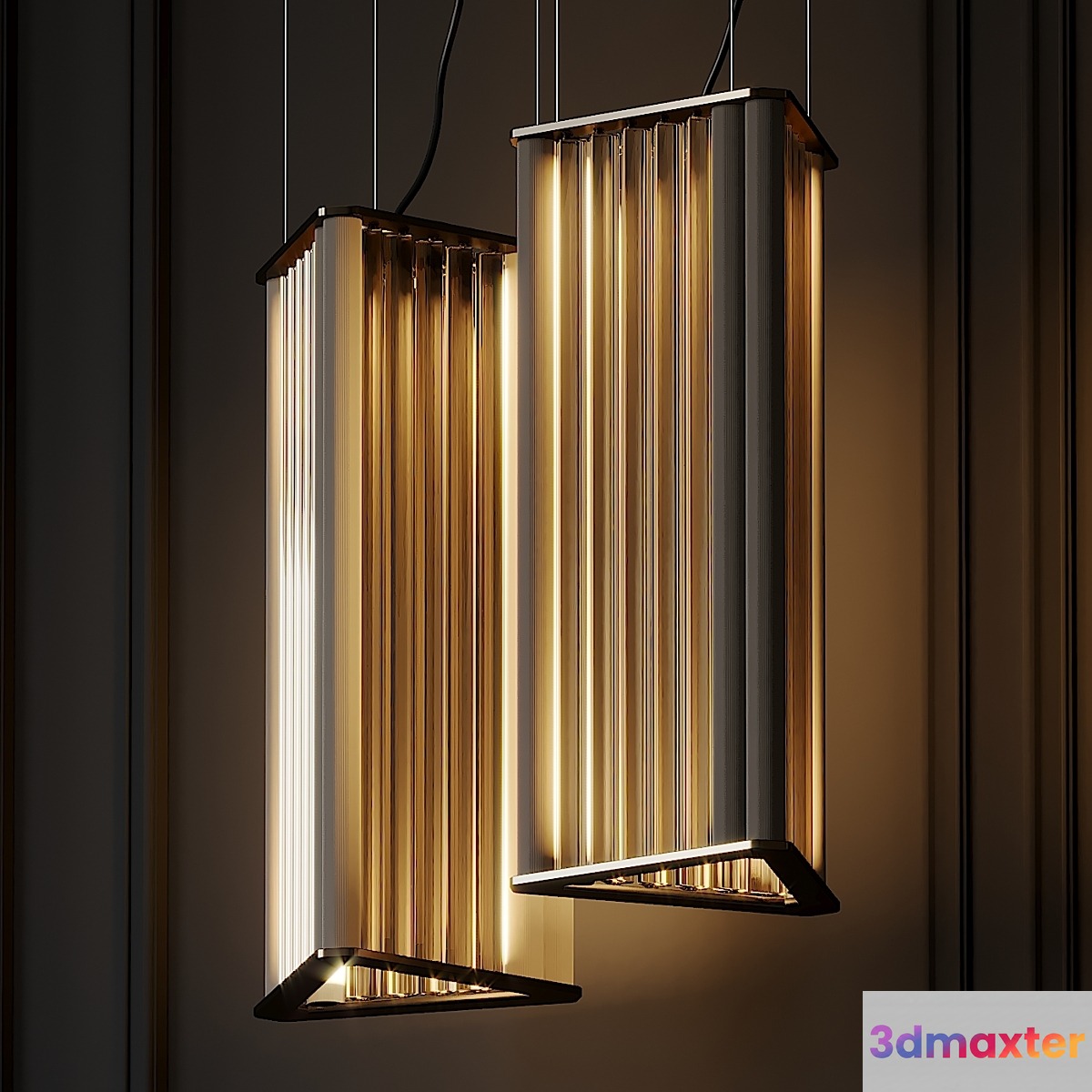 VeniceM Numa Pendant Light in Brass and Glass by Massimo Tonetto 3D Max