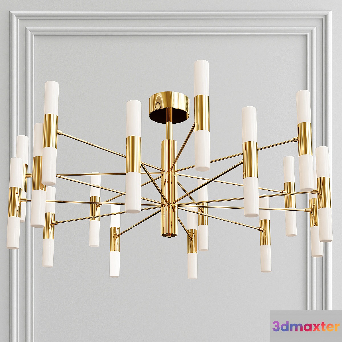 Minimalistic Golden LED Chandelier Light 3D Max
