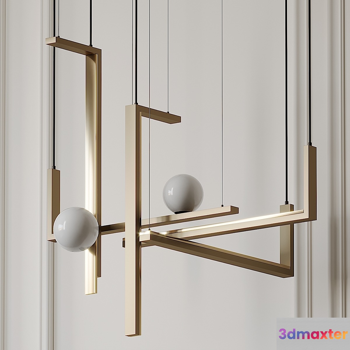 VeniceM Less 5 Pendant Light in Metal and Glass by Massimo Tonetto 3D Max