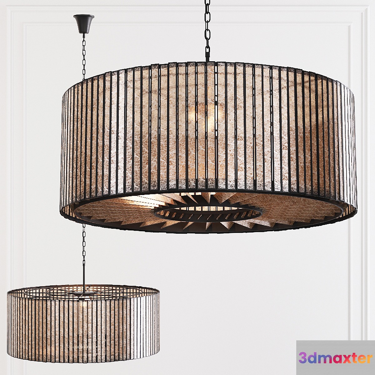 Restoration Hardware VITTI MIRRORED DRUM CHANDELIER 36 Iron 3D Max