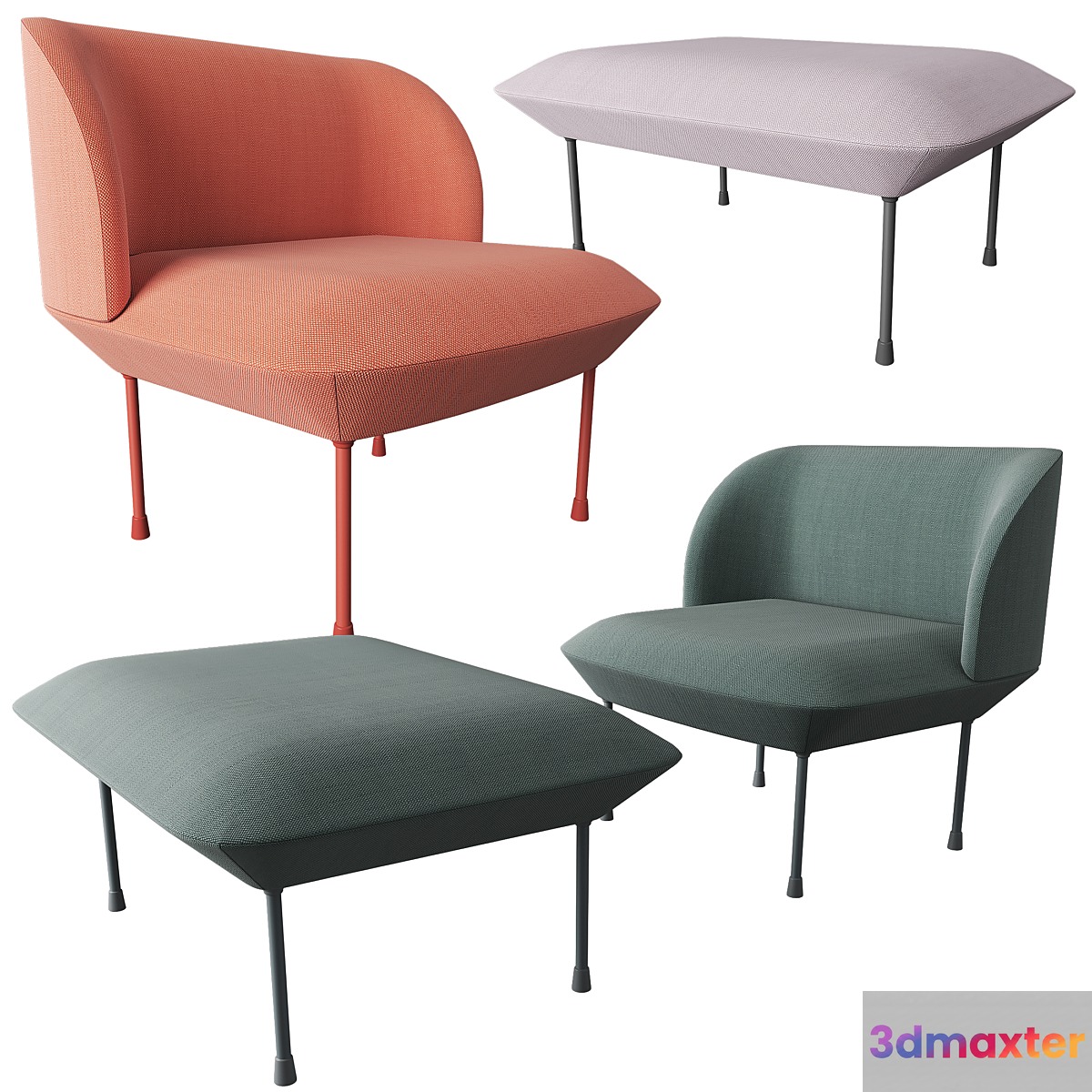 Oslo Lounge chair & Pouf By Muuto 3D Max