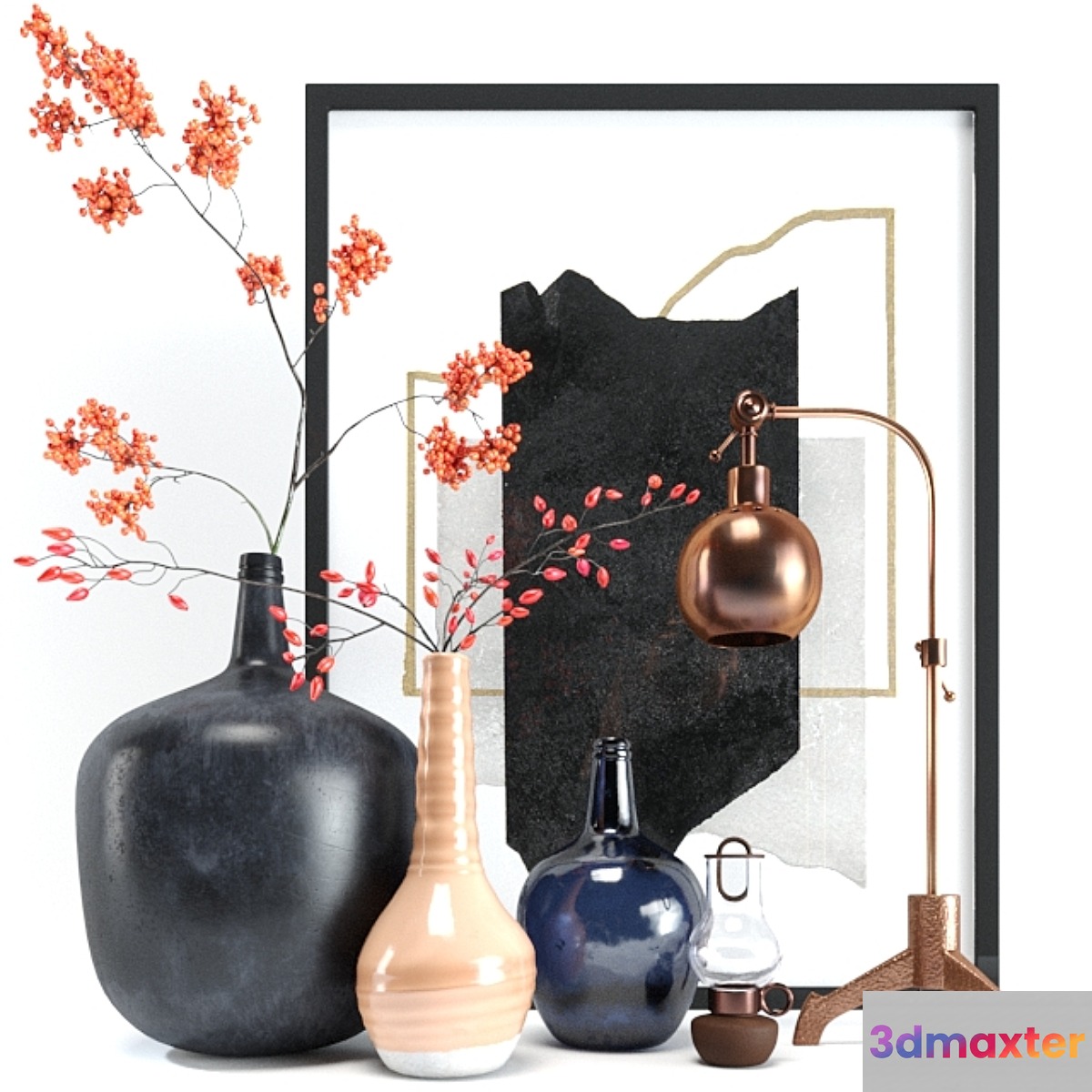 Mountain ash rosehip and copper lamp - No.4