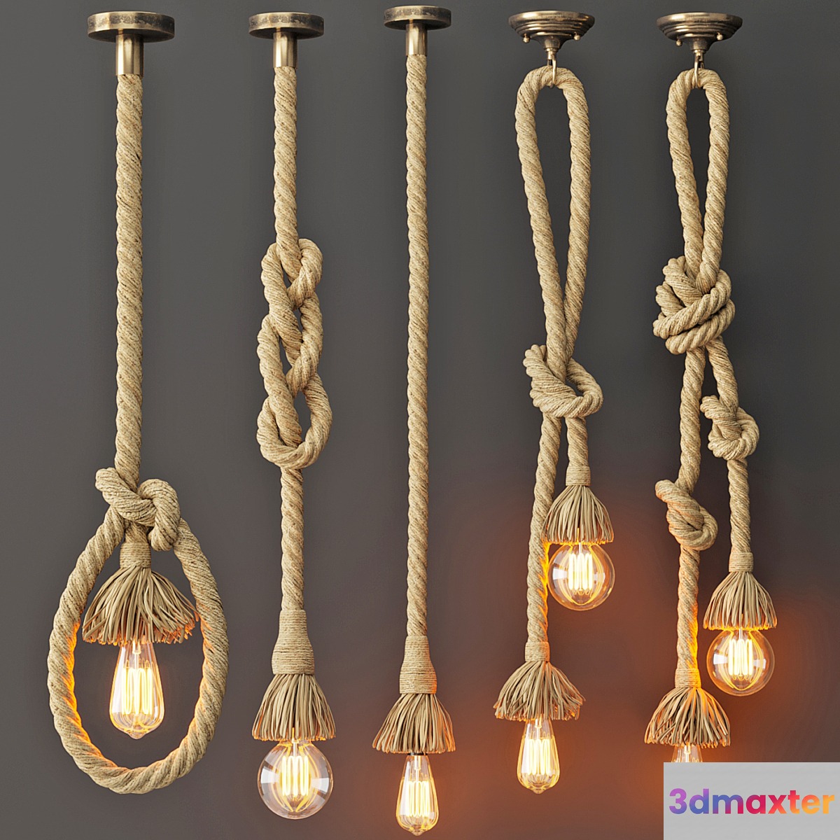 Pendant lamp Rope Double 3D Max