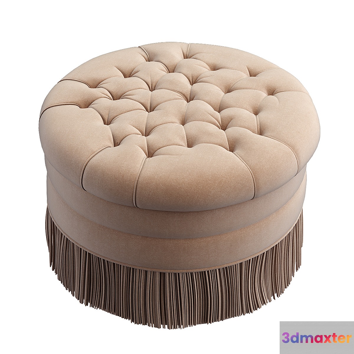 Round tufted ottoman 3D Max
