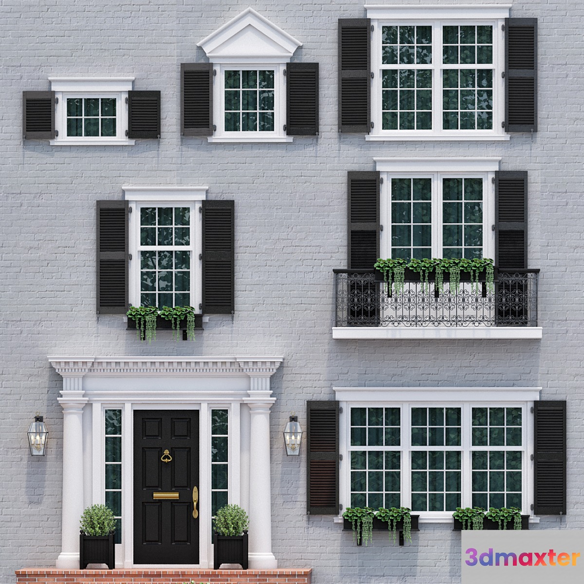 Windows and doors in the style of English classics 4 - No.2 3D Max
