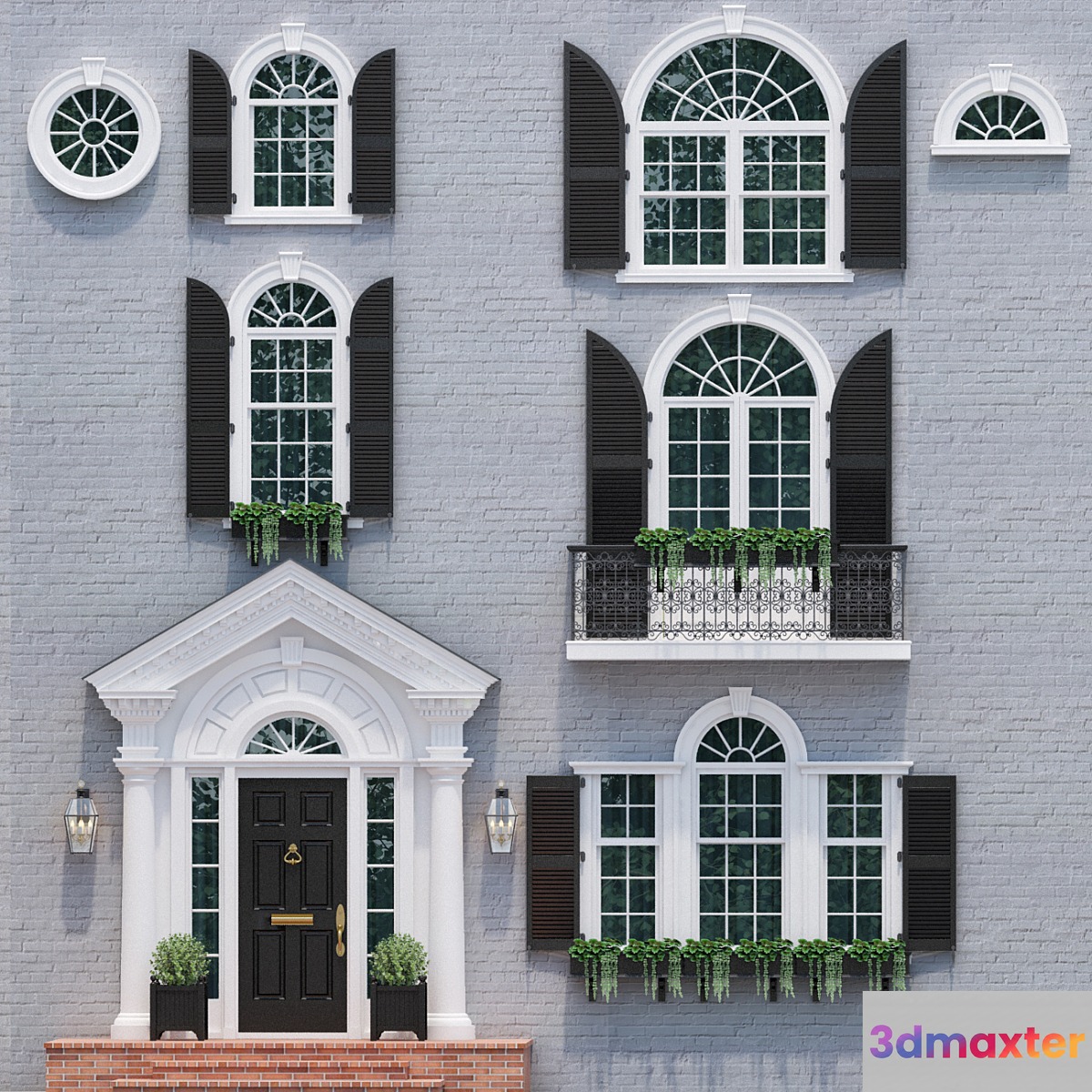 Windows and doors in the style of English classics 1 3D Max