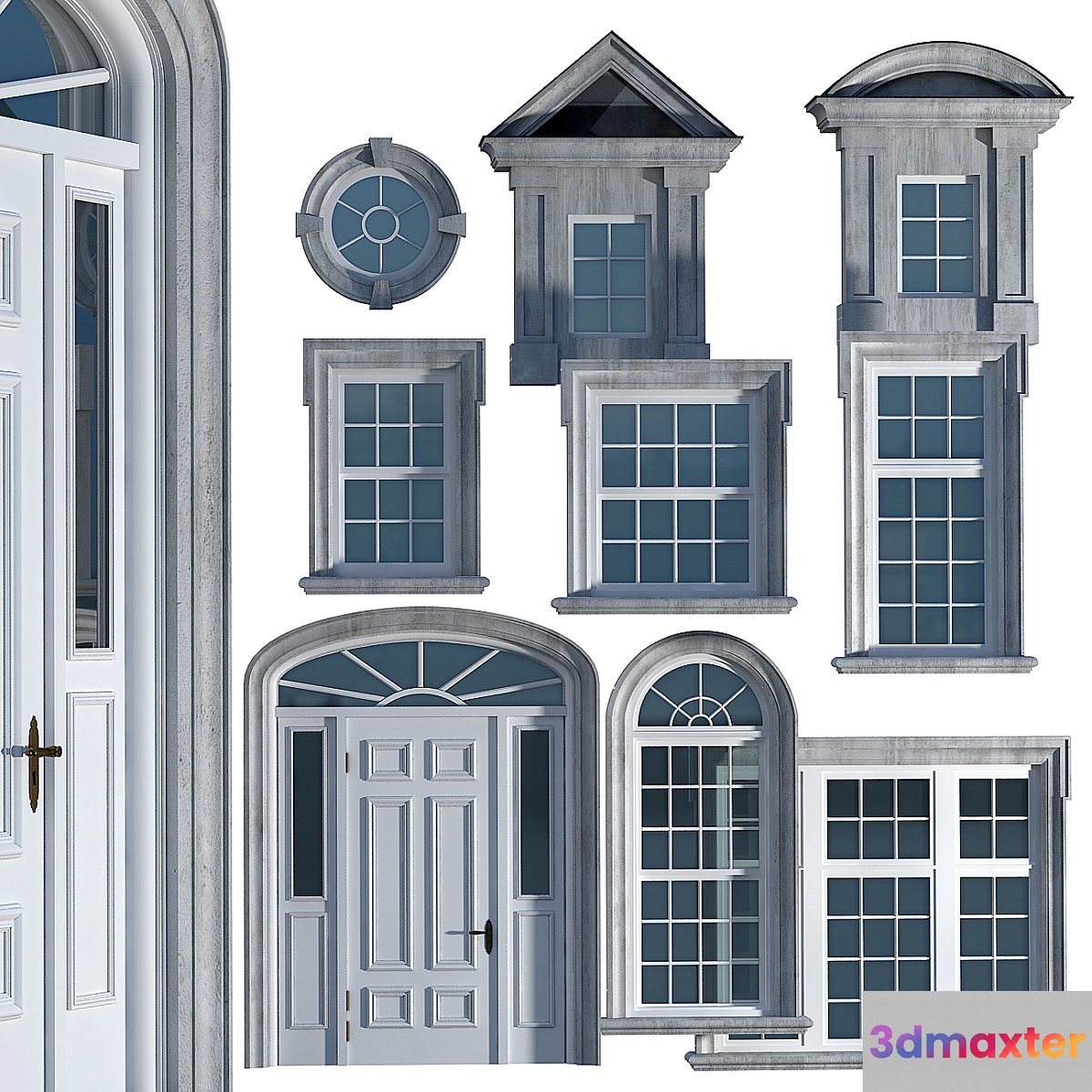 Windows and doors in the British classical style 3D Max
