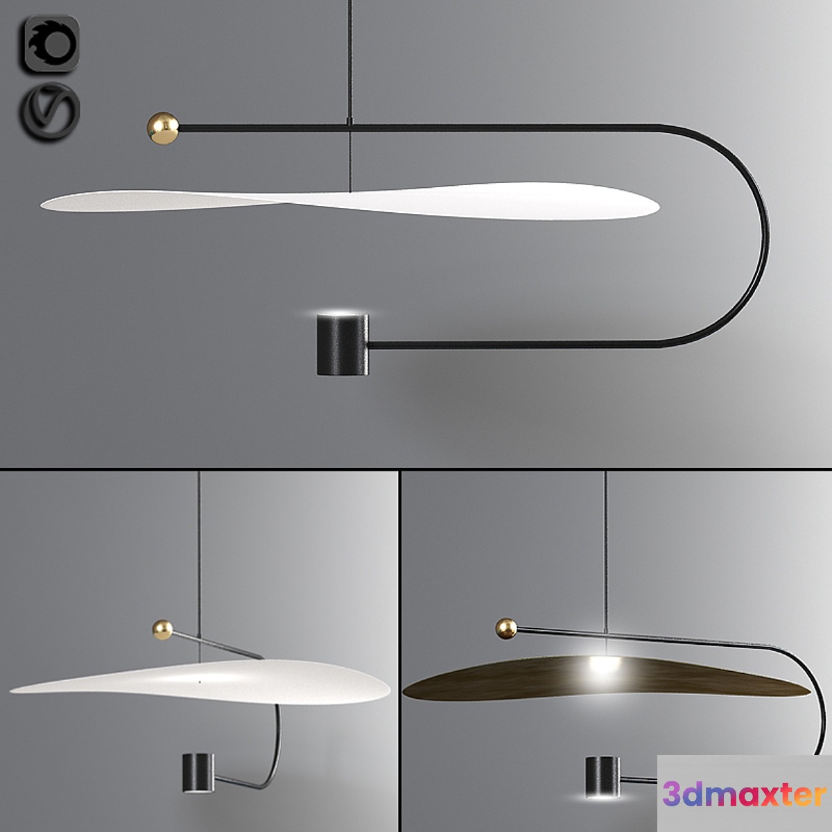 Float wide pendant light 3D Max