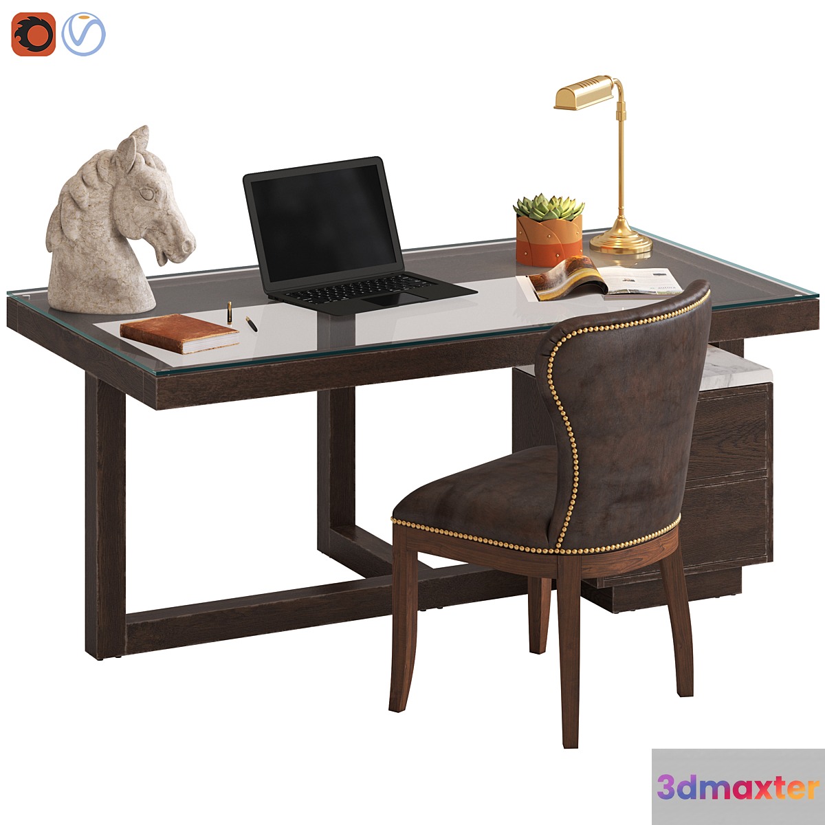 Coco Republic Toledo Desk and Richmond Chair 3D Max