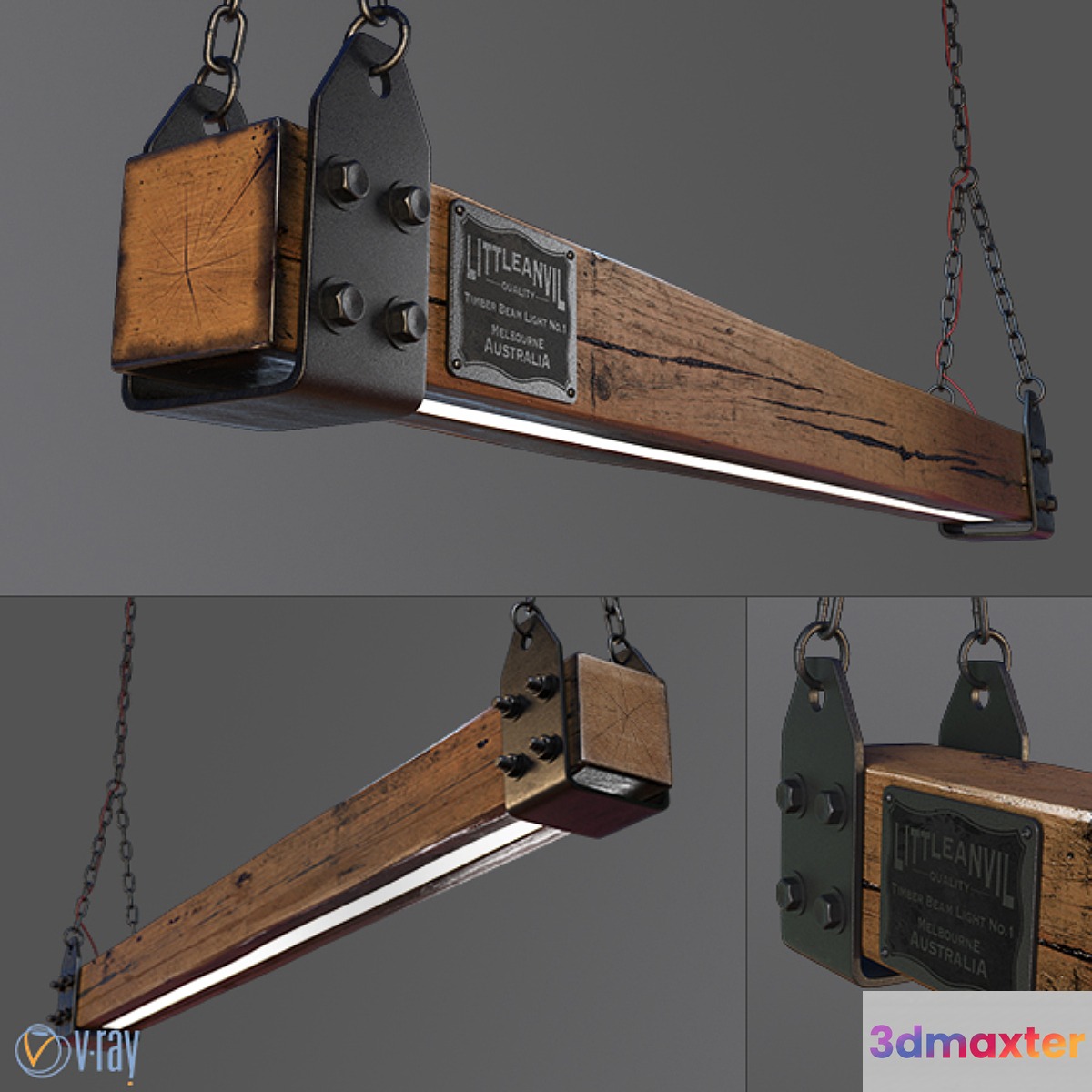 Wood Beam LED Pendant Light No.1 3D Max