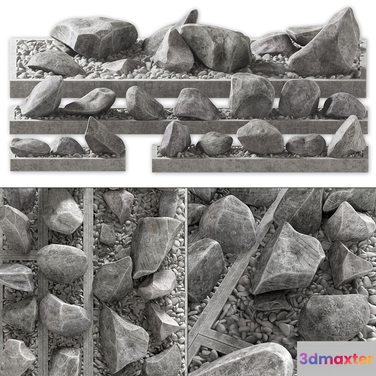 Flowerbed pebble rock decor street - No.3
