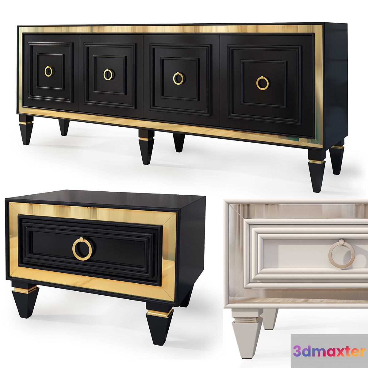 Chest and nightstand Art Deco Bornova. Nightstand tv stand. 3D Max