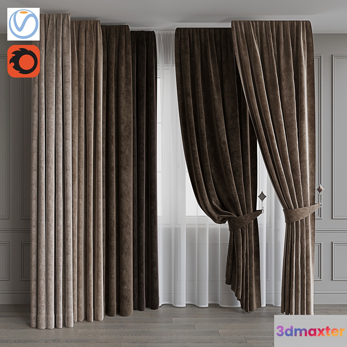 Set of curtains from velvet 37. Beige gamut - No.3
