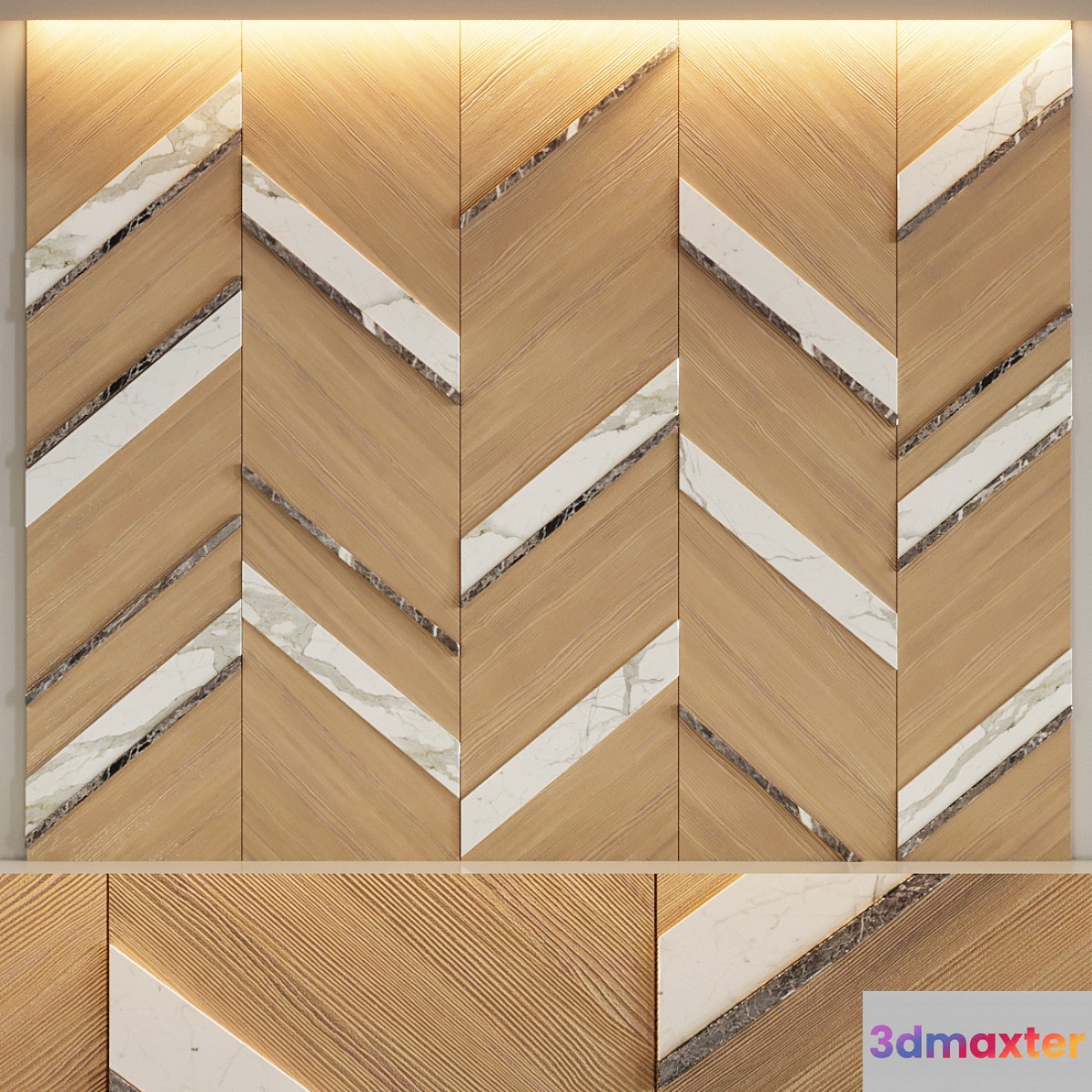 Marble wood paneling 3D Max