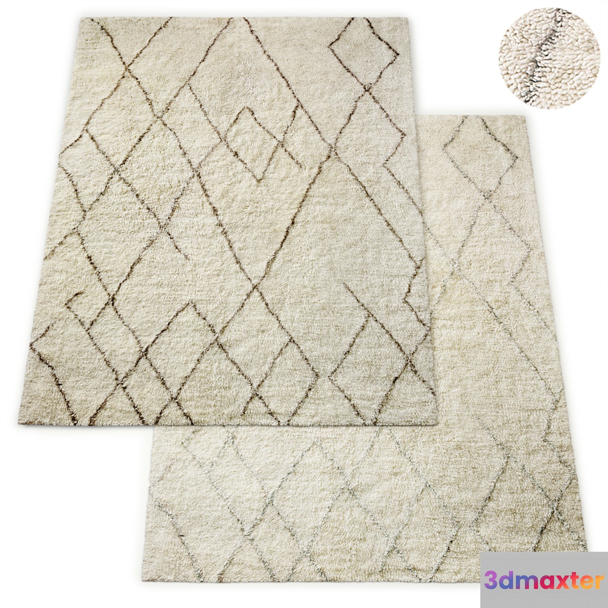 Lumina Sketched Hand-Knotted Wool Shag Rug RH Collection - No.4