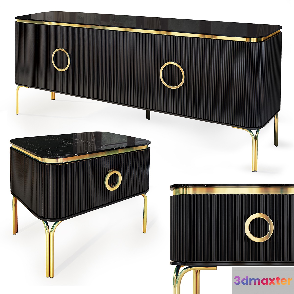 Chest and nightstand Art Deco Hira. Nightstand sideboard by MedusaHome 3D Max