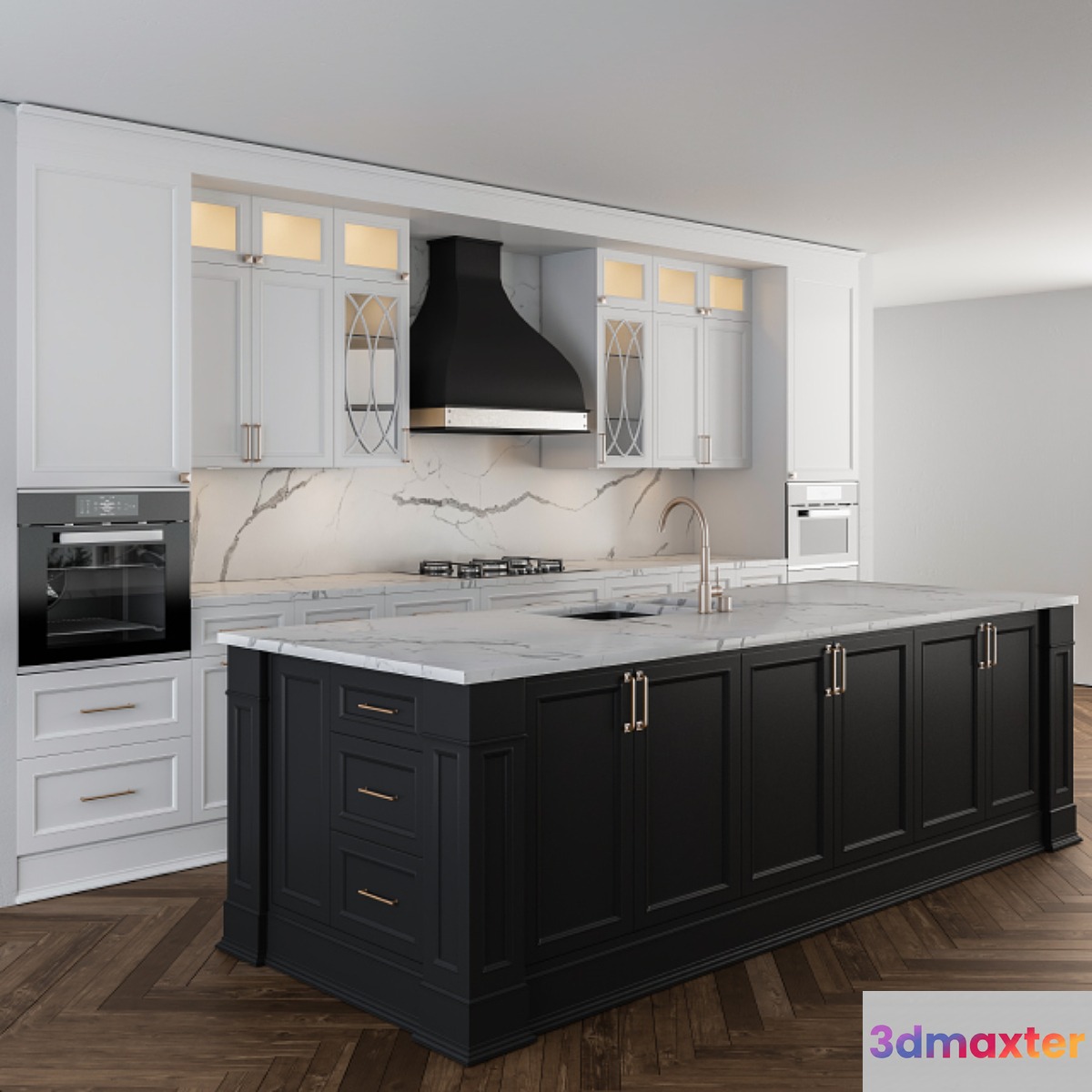 Kitchen Neo Classic with island 3D Max