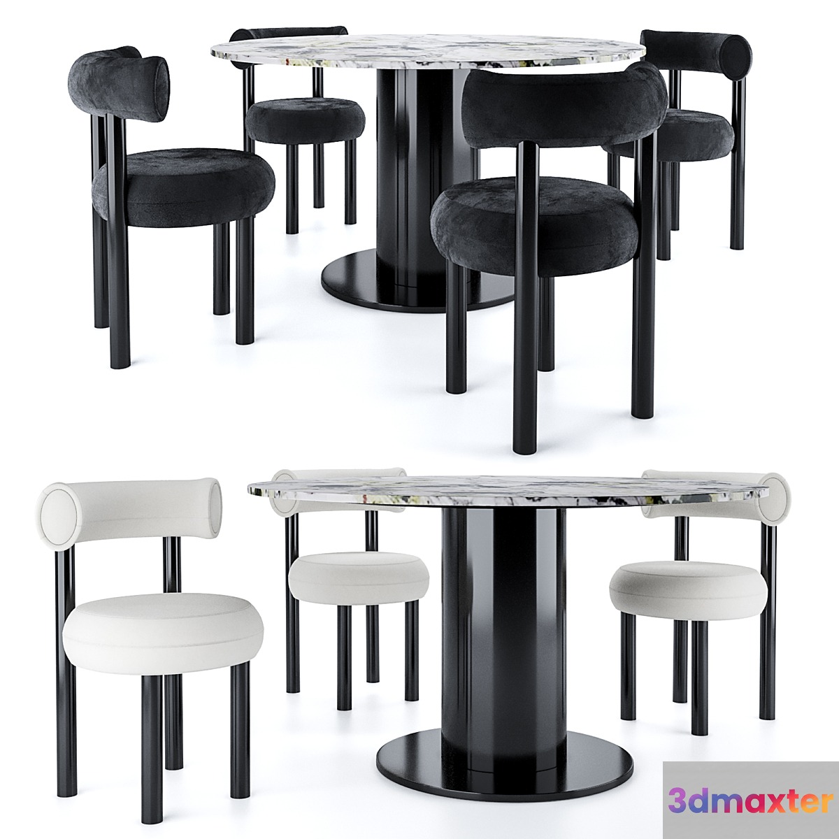 Tom Dixon FAT Dining chair & TUBE WIDE Dining table 3D Max