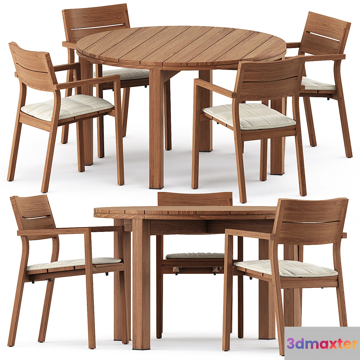 KOS armchair Table Kos Teak by Tribu 3D Max