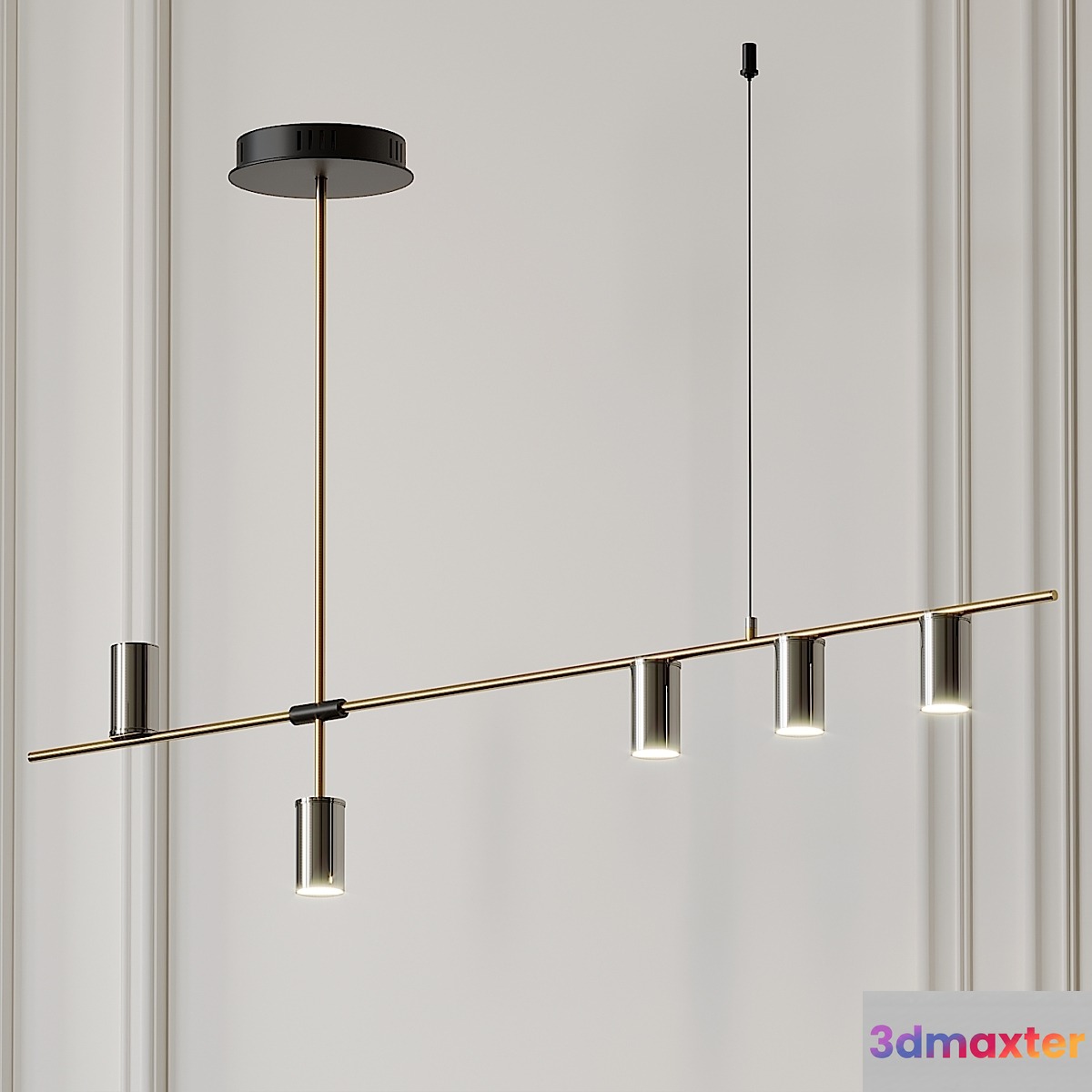Nordic Light Luxury Long Chandelier 3D Max