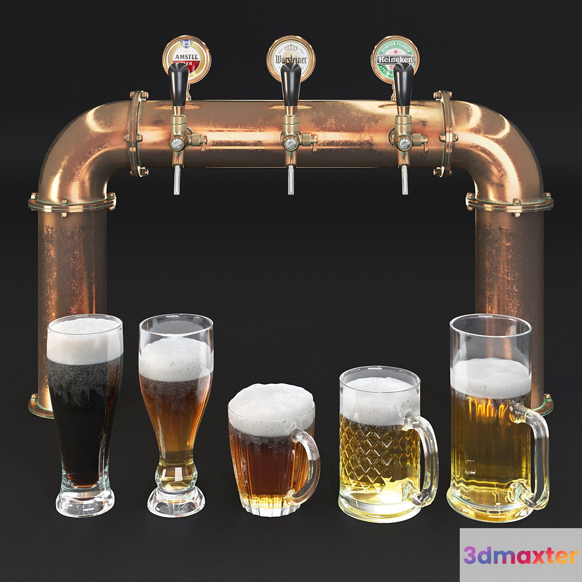 Beer tower & beer mugs - No.2 3D Max
