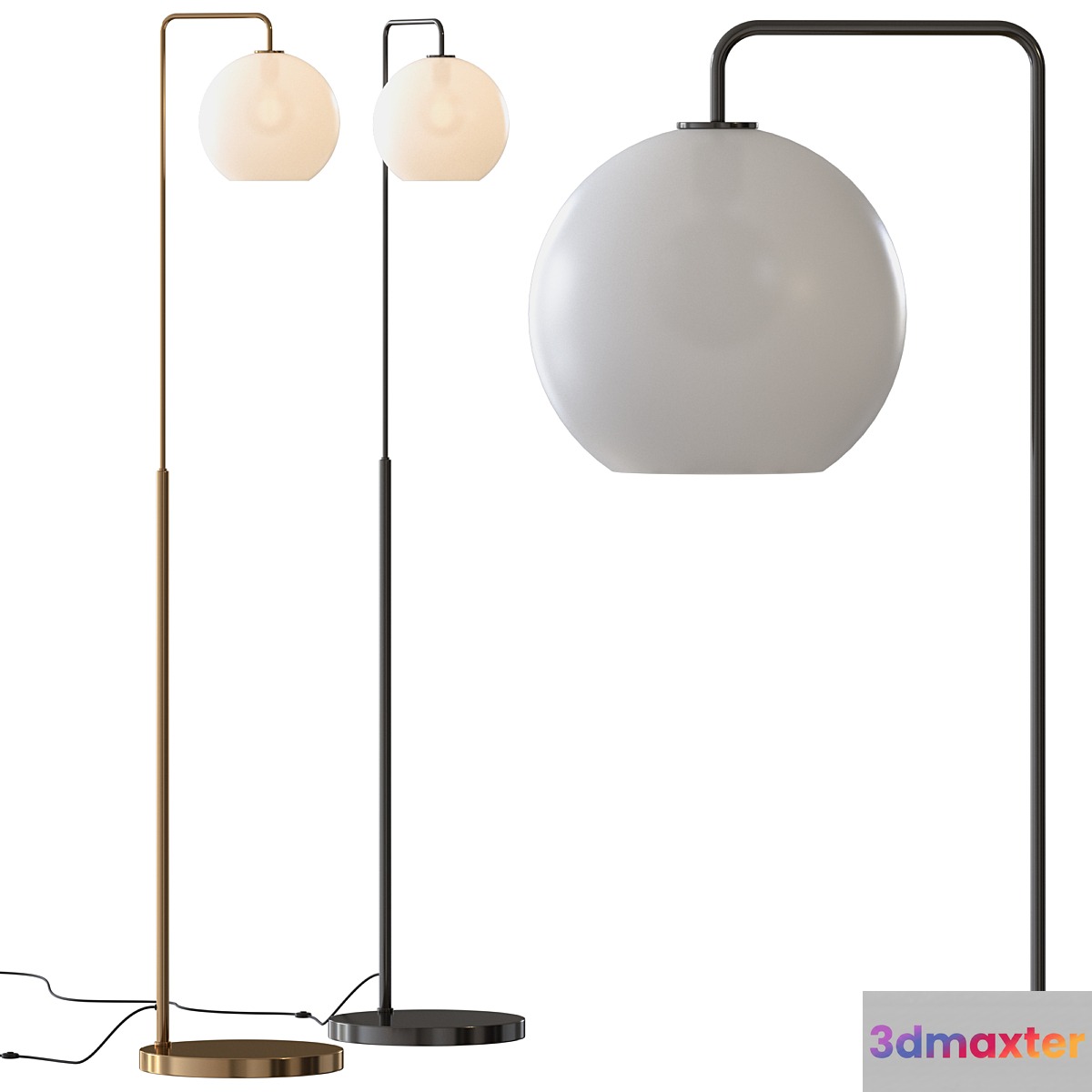 West Elm Sculptural Glass Globe Floor Lamp 3D Max
