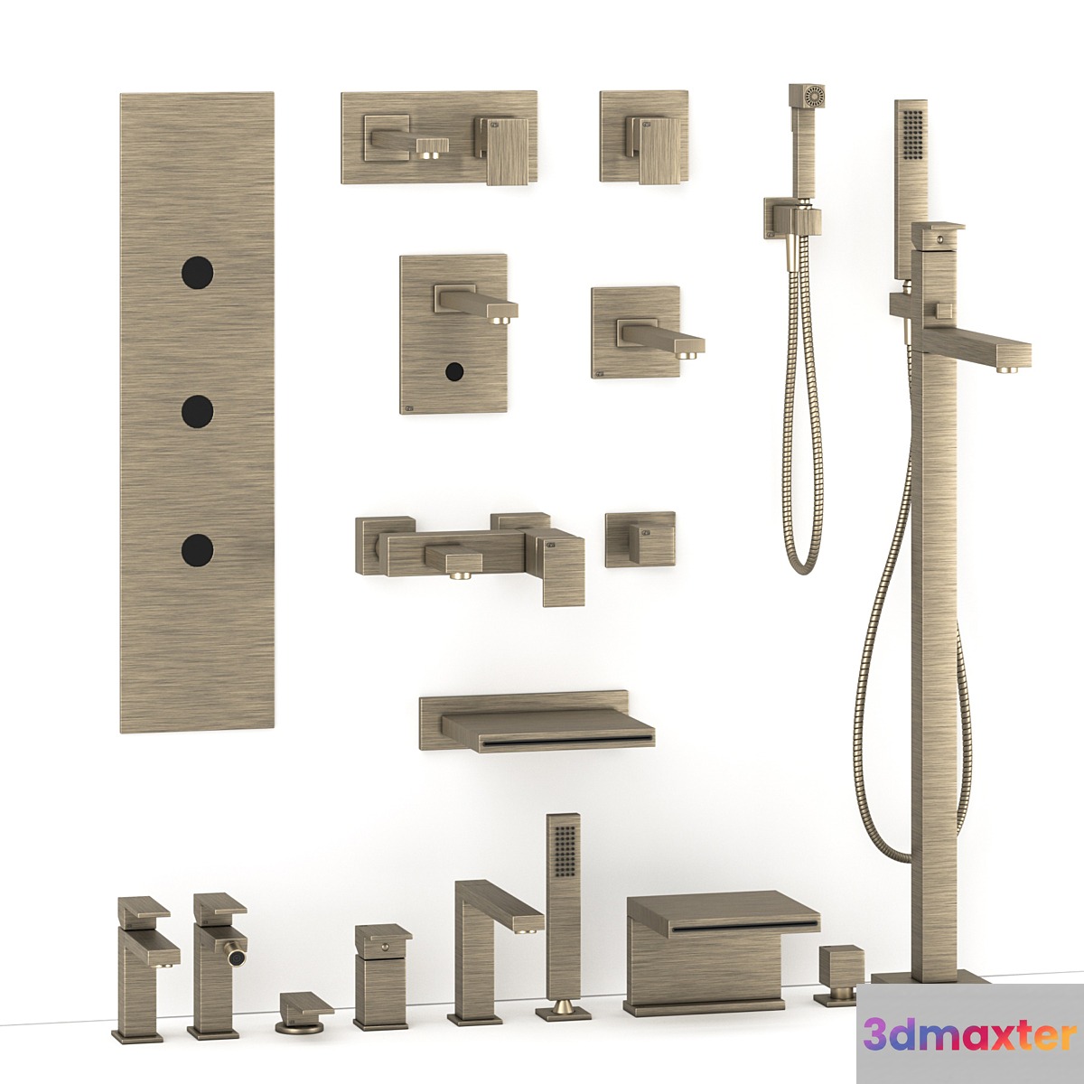 Gessi rettangolo bathroom mixer collection 3D Max
