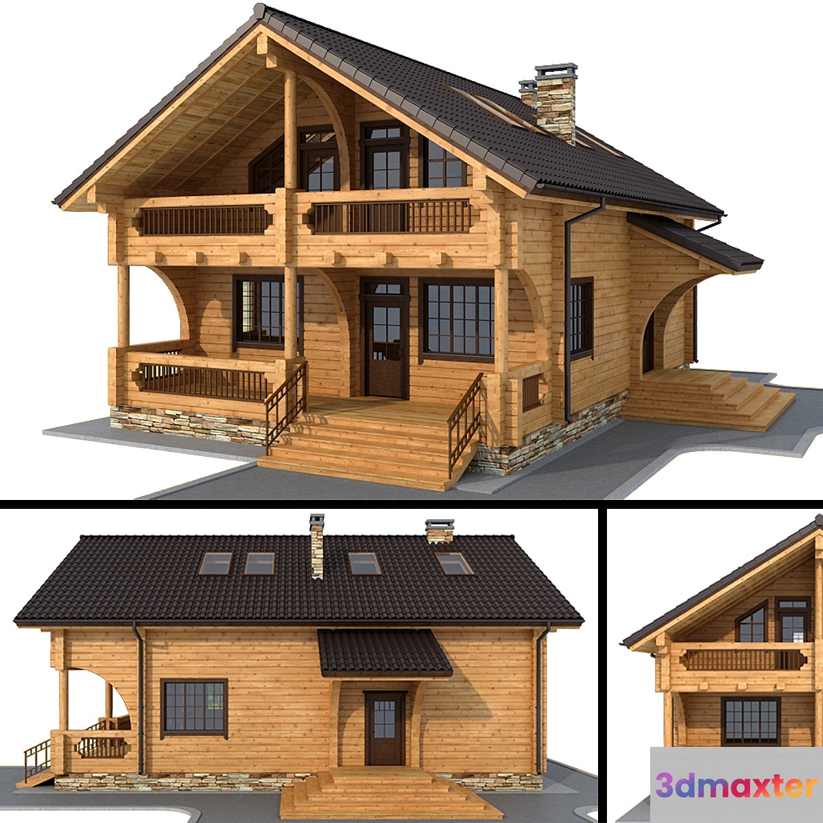 House of glued beams 3D Max