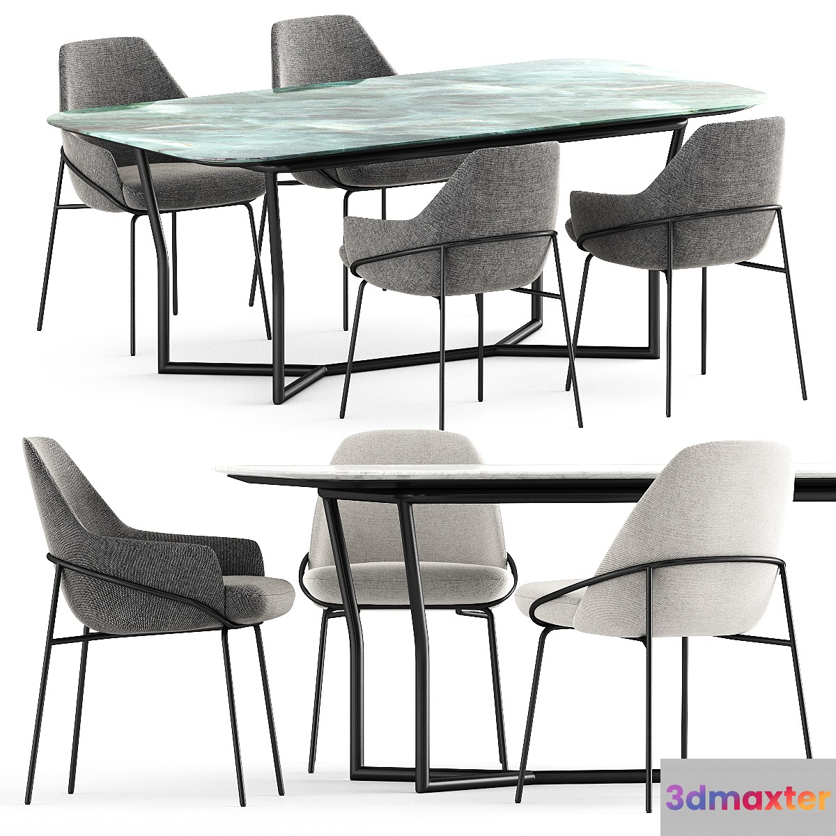 JACKIE chair and CJ table by BERTO 3D Max
