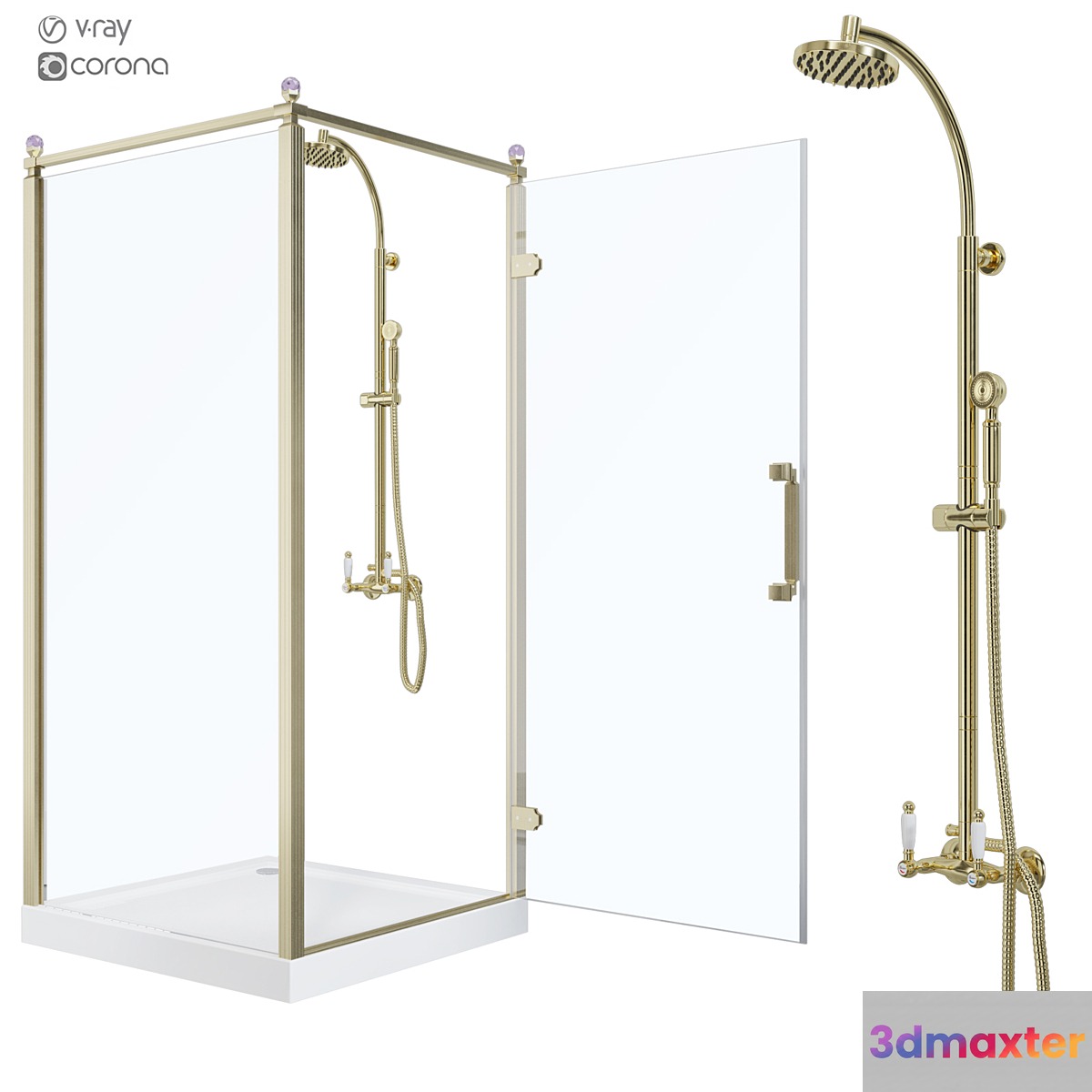 Shower corner Beta Cube Classic NBB1221-1 100x100 3D Max